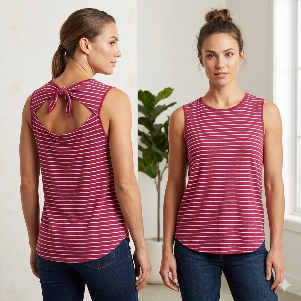 Old Navy Striped Pink Tie Open Back Sleeveless Tank Top S